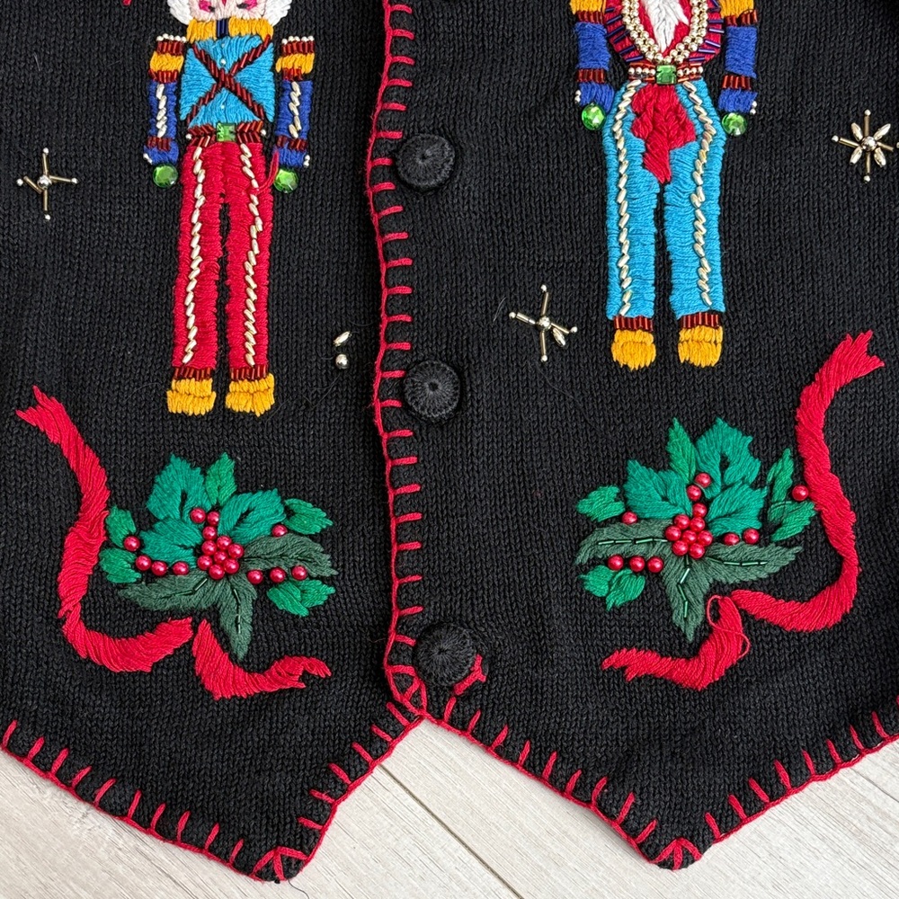 Victoria Jones Black Nutcracker Holiday Vest with Red Trim - Picture 5 of 9